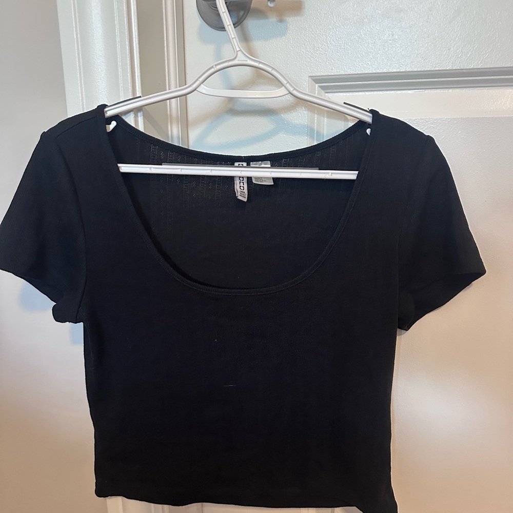 Divided Black Crop Fitted T-Shirt